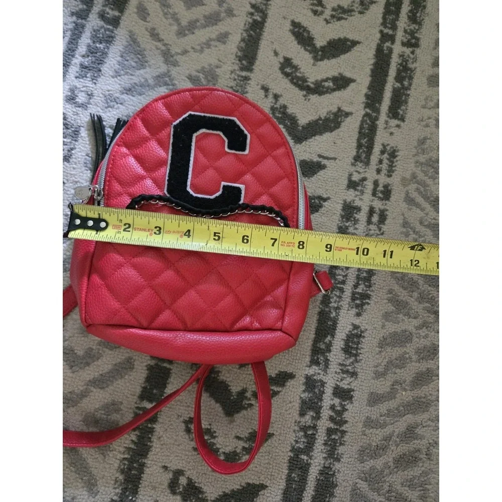 Justice Initial C Quilted Mini Backpack Ladybug Red‎ Chain detail Quilted